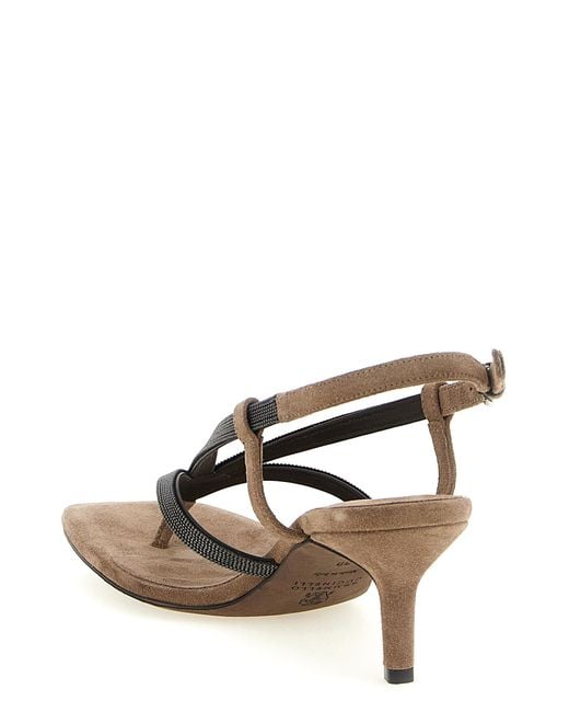 Brunello Cucinelli Brown Lamb Leather Flat Sandals
