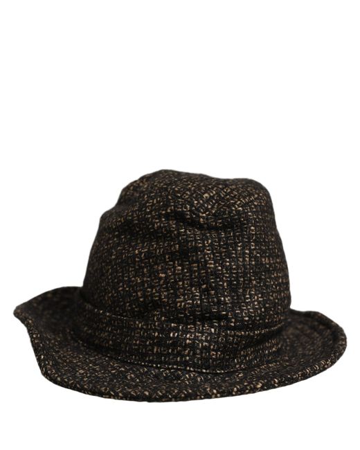 Dolce & Gabbana Black Melange Blended Textured Tweed Capello Hat Wool Alpaca Nylon