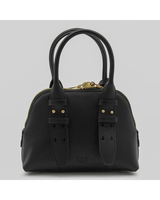 Pinko Black Leather Mini Escape Top Handle Bag