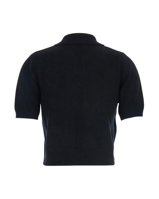 Pinko Blue Polo Shirt With Logo Patch On The Front And Ribbed Details
