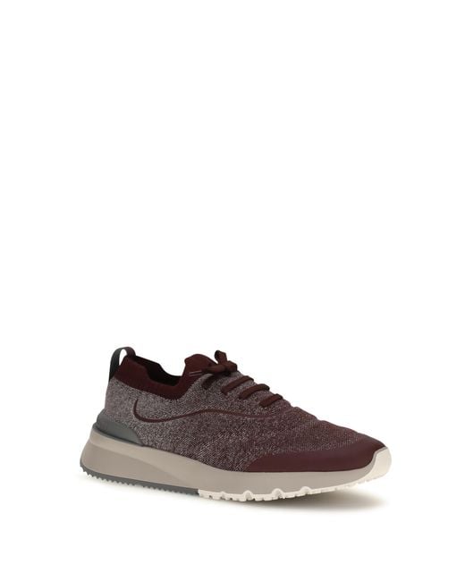 Brunello Cucinelli Brown Techno Cotton Knit Sneakers Runners Upper: Cotton; Sole: Rubber for men