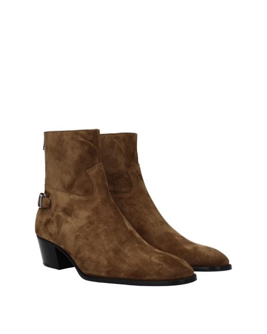 Céline Brown Leather Ankle Boots for men