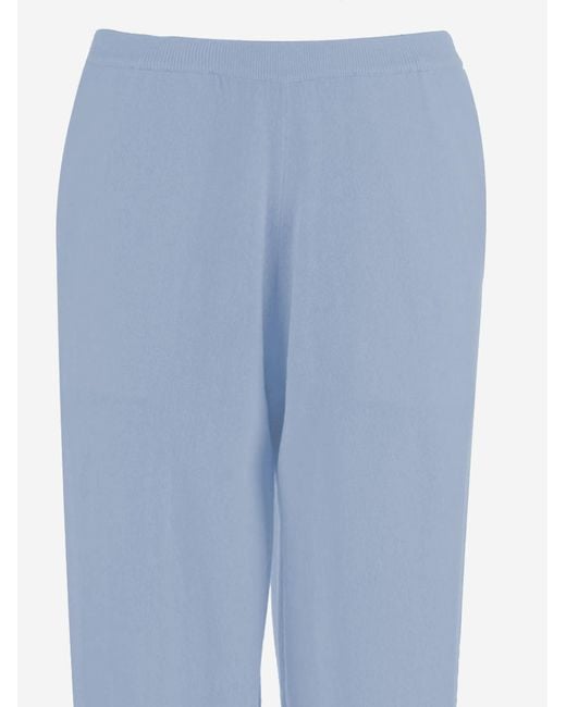 Allude Blue Wool And Cashmere Pants Virgin Trousers