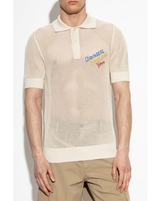 DSquared² Natural Summer Lovers Knitted Polo Shirt for men