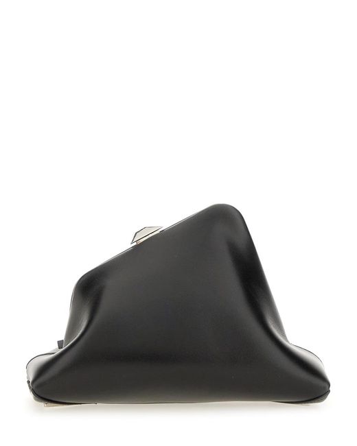 The Attico Black Clutch Day Off Small Calf Bos Taurus Bags