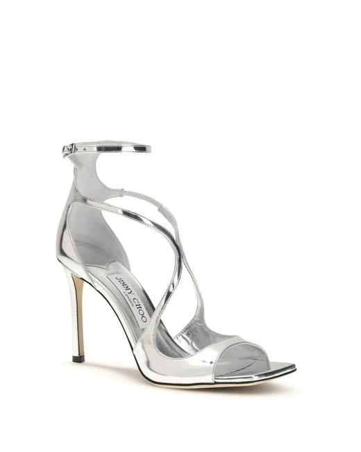 Jimmy Choo White Azia Patent Leather Sandals Calf Bos Taurus