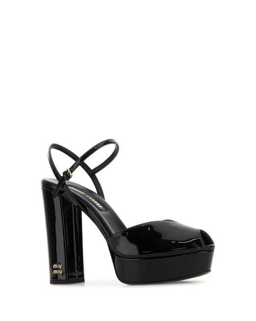Miu Miu Black Leather Sandals