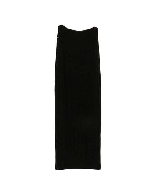 Issey Miyake Black Sleeveless Boat-Neck Midi Dress