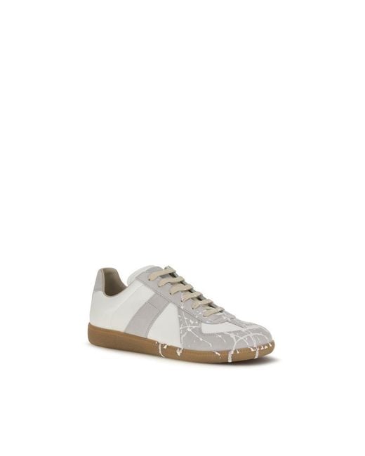 Maison Margiela White Suede Leather Low Top Sneakers for men