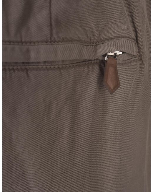 PT Torino Gray Mud Linen Blend Soft Fit Trousers for men
