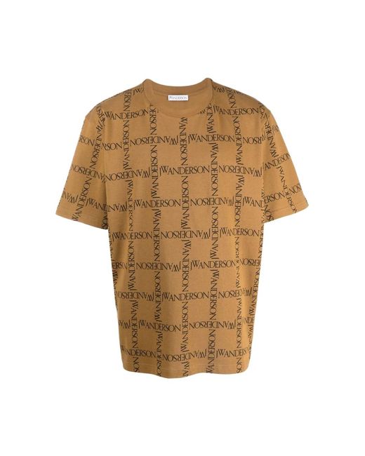 J.W. Anderson Brown All Over Logo Oversize T-Shirt Clothing Polo & T-Shirts for men