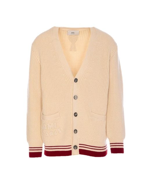AMI Natural Wool Cardigan for men