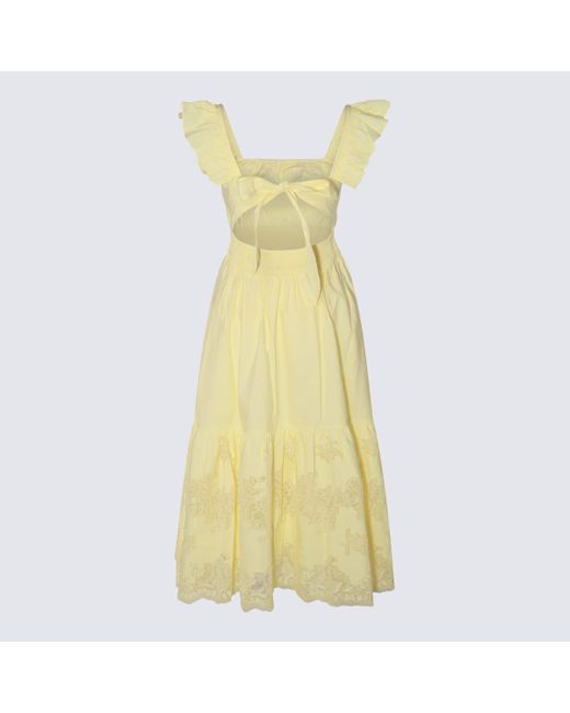 Self-Portrait Yellow Cotton Midi Dress