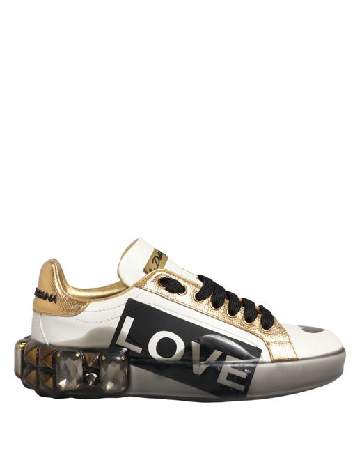 Dolce & Gabbana Multicolor Crystal Studdedlove Sneakers Shoes