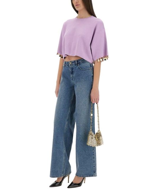 Rabanne Purple Knit Crop T-Shirt