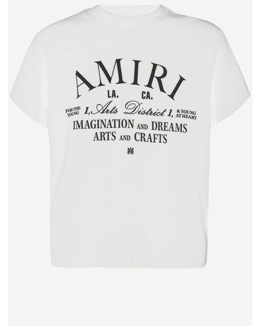 Amiri White Cotton Logo Print T-Shirt T-Shirts for men
