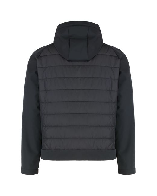 Paul & Shark Black Technical Hooded Waterproof Jacket Shell: Polyester Raincoats for men