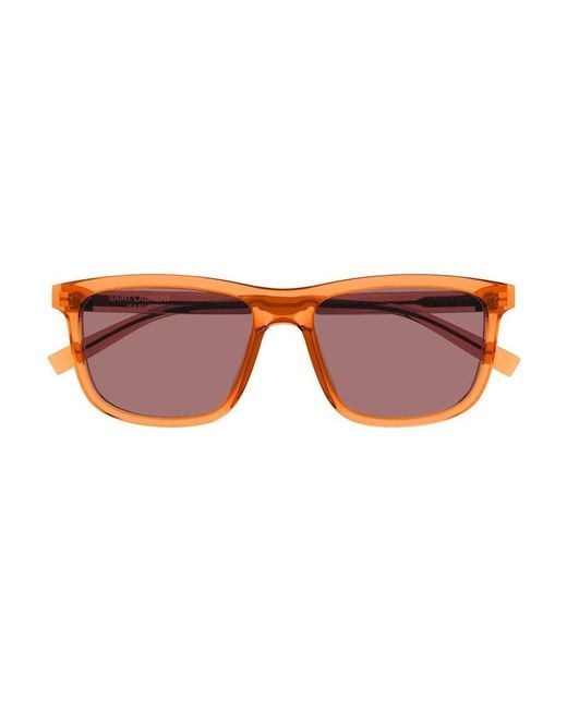 Saint Laurent Brown Sunglasses Square Full Rim, Transparent Frame And Lens Sl501005 for men