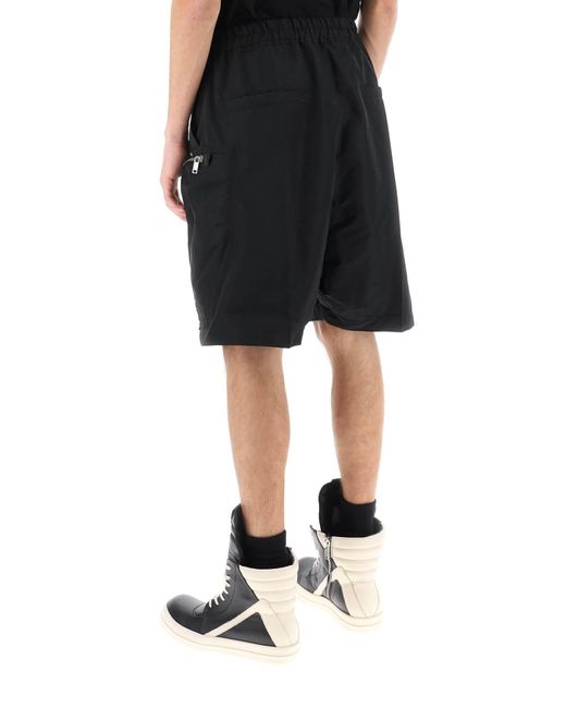Rick Owens Black Faille Cargo Shorts for men