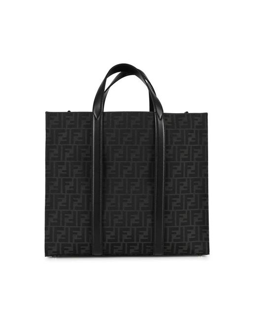 Fendi Black Ff Jacquard Shopper Bag for men