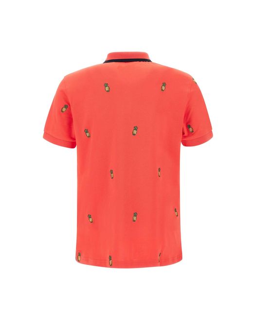 Sun 68 Red Full Embrodery Cotton Polo Shirt for men