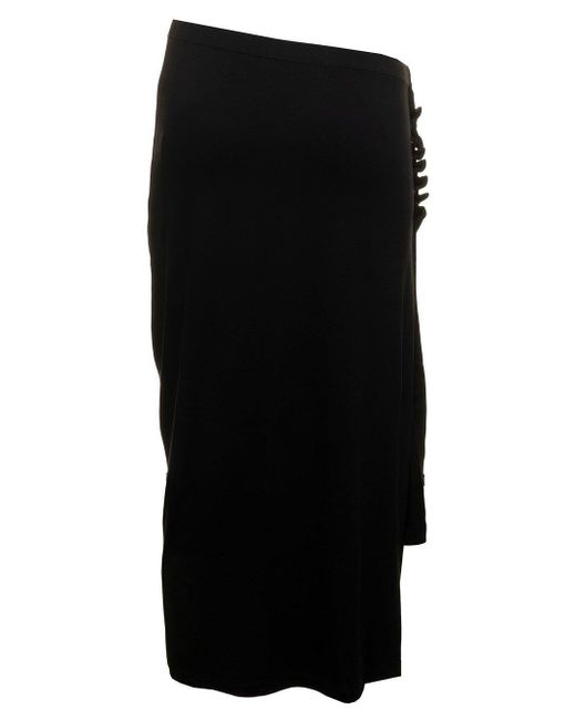 Rabanne Black Asymmetric High Waist Midi Skirt