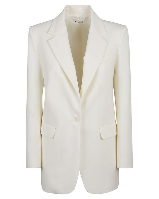 P.A.R.O.S.H. White Single-breasted Wool-blend Blazer