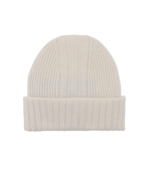 Y-3 Natural Beanie Hat In Ribbed Wool With Logo Patch