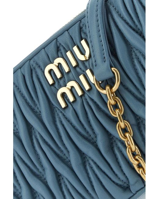 Miu Miu Blue Matelassé Nappa Leather Mini Bag