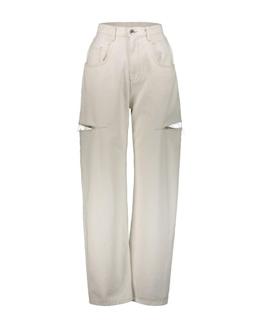 Maison Margiela White Loose Fiting Denim Jeans Five Pockets