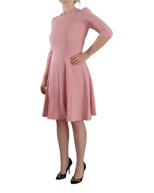 Dolce & Gabbana Pink Elegant A-Line Knee Length Dress