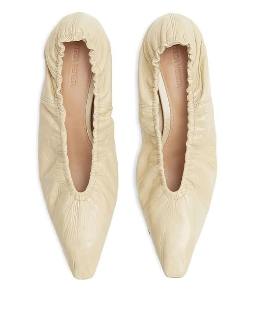 Bottega Veneta Natural Pointed-Toe Leather Flat Pumps