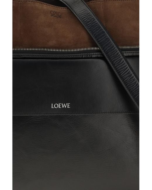 Loewe Black Tote Bag Small Switch Calfskin-Espresso Calf Leather Shoulder for men