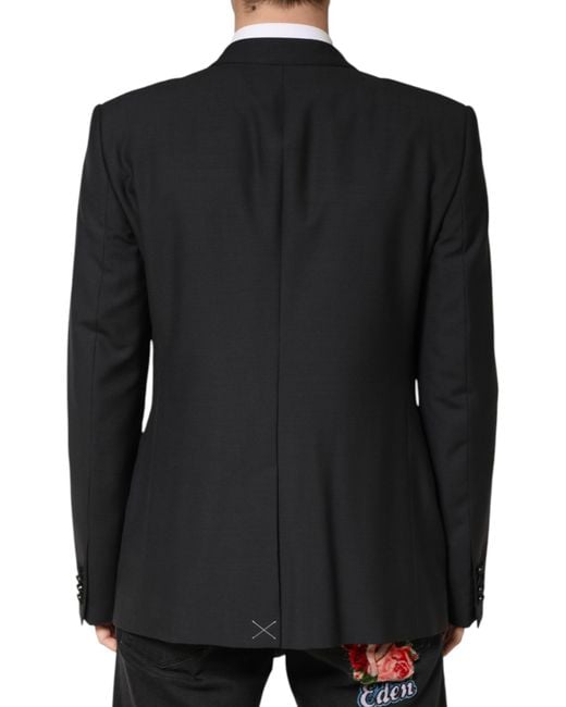 Dolce & Gabbana Black Martini Single Breasted Jacket Blazer Virgin Wool Silk Polyester Clothing for men