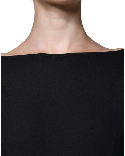 Dolce & Gabbana Black Viscose Cut Out A-Line Long Sleeves Mini Dress