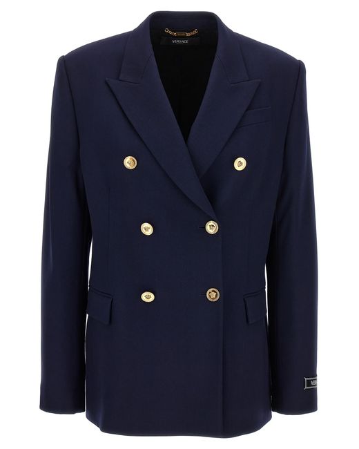 Versace Double breasted Blazer Blazer And Suits in Blue Lyst UK