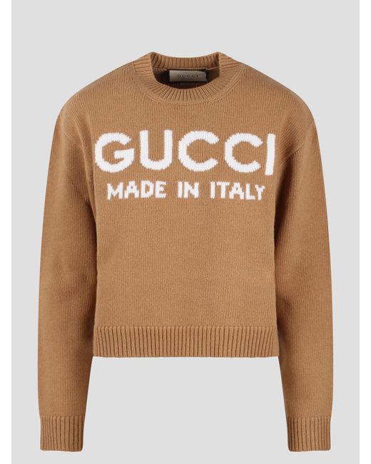 Gucci Brown Intarsia Wool Top