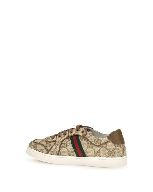 Gucci Metallic Sneakers Gg Monogram Web Detail Upper Fabric Trainers for men