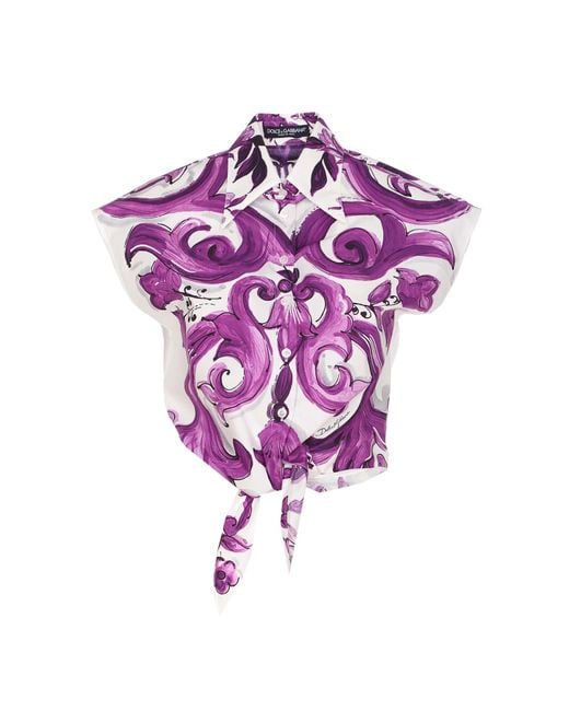 Dolce & Gabbana Purple Top With 'Majolica' Print