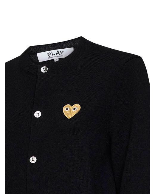 Comme des Garçons Black Cardigan Wool With Heart Emblem
