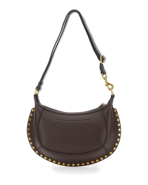 Isabel Marant Brown Crossbody Bag Oskan Moon-Gz Leather And Technical Fabric Shoulder