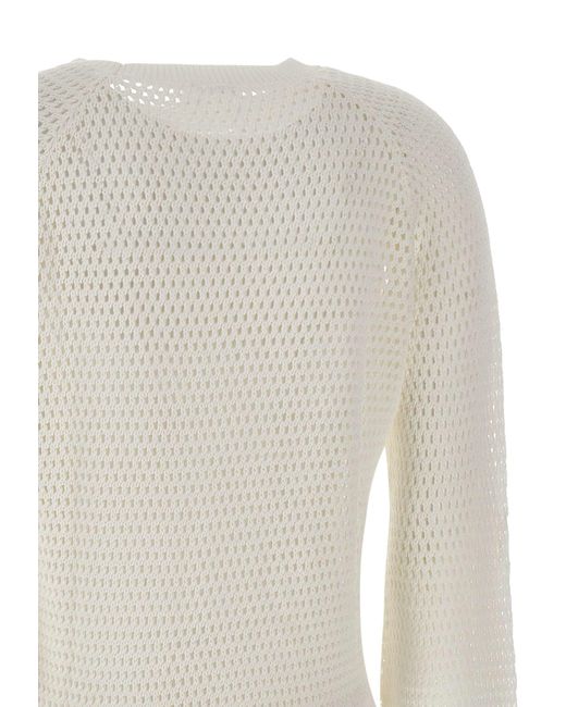 Sun 68 White Round Neck Cotton Sweater