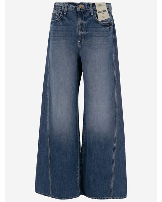 L'Agence Women's Blue Washed Palazzo Jeans
