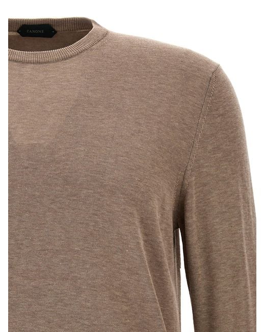 Zanone Brown Cotton Crepe Sweater for men