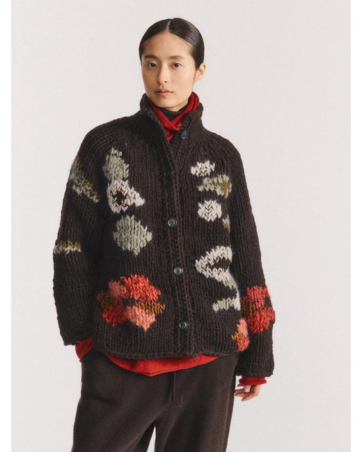 Casey Casey Red Flora Cardigan Sweater