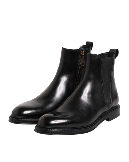 Dolce & Gabbana Black Side Zip Ankle Boots for men