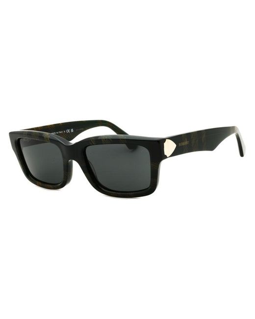 Burberry Black Sunglasses Rectangle Full Rim, Check Frame And Dark Lens Be4443412587