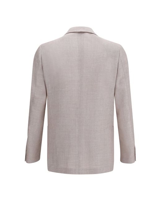Lardini Gray Roma Blazer Fleece Wool; Linen Blazers E Vests for men