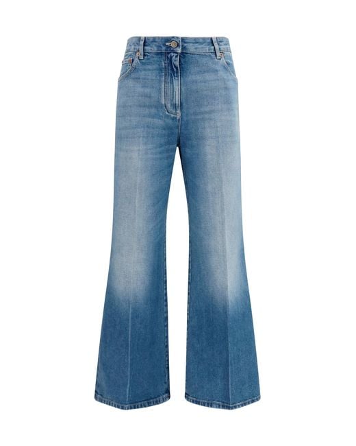 Valentino Blue Straight-Leg Jeans Cotton