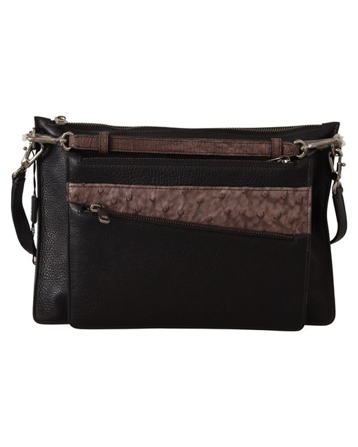 Dolce & Gabbana Black Elegant Leather Sling Shoulder Bag for men